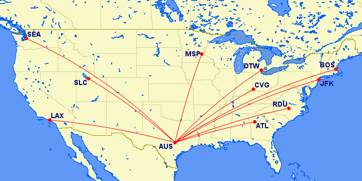 Delta Austin Nonstop Flights and Destinations 