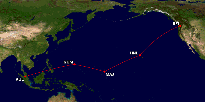 9M-MXD Delivery Flight Route