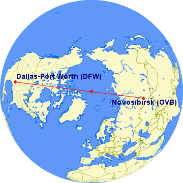 DFW-OVB, over the north pole