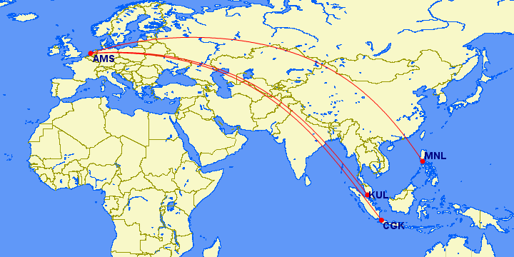 Philippine Airlines Map?P=MNL-AMS%0d%0a%0d%0aCGK-AMS%0d%0a%0d%0aKUL-AMS&E=180&MS=wls&MR=900&MX=720x360&PM=*