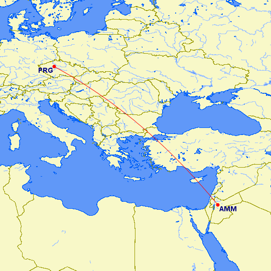 Let ze Prahy do Ammanu
