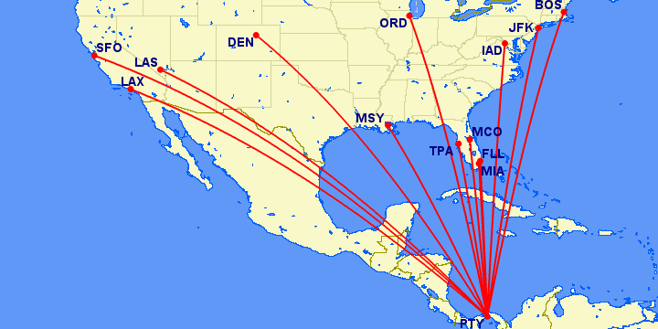 Copa Airlines U.S. Route Map 