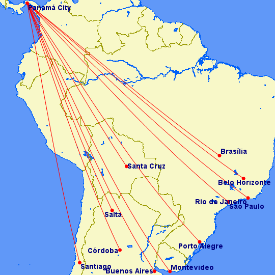Copa Airlines South America Routes 