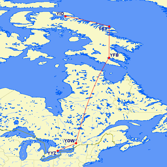a map of canada with red lines