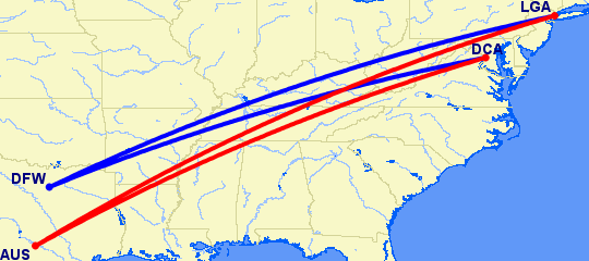 a map with red and blue lines