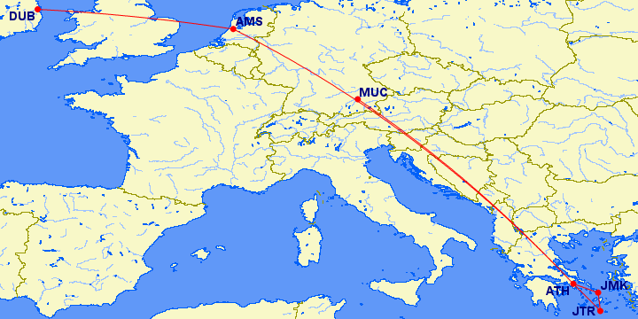 a map of europe with a red line