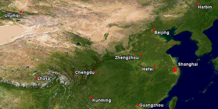 Airports visited by Shanghai Y-10