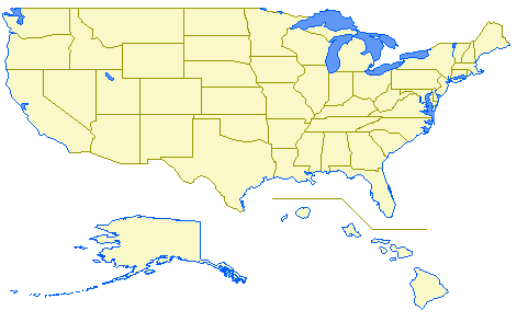 Map of the United States of America with voter-verification links